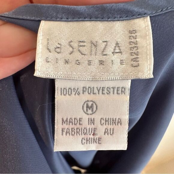La Senza Vintage Blue Lace Trimmed Satin Slip Size Medium - Picture 5 of 5